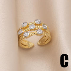Delicate cubic zircon diamond gold plated copper finger rings
