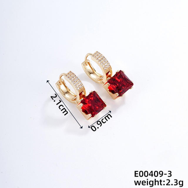 Delicate colorful cubic zircon gold plated copper huggie earrings