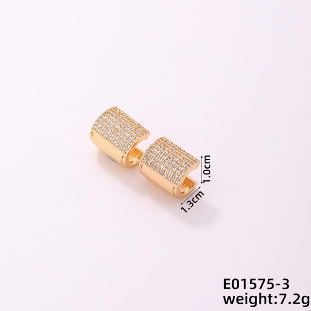 Delicate full of diamond gold plated copper huggie earrings