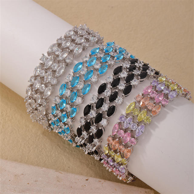 Luxury full of colorful cubic zircon wide size tennis bracelet