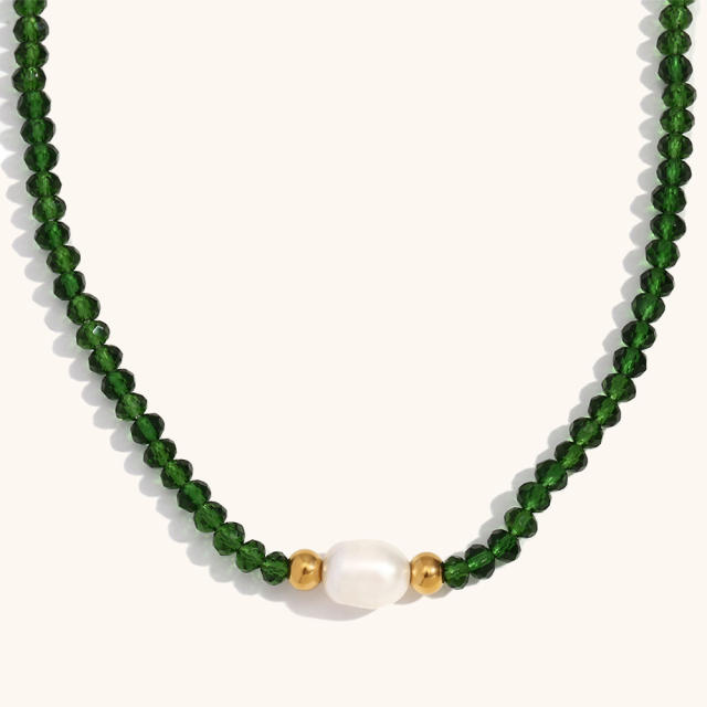 Summer fresh color crystal water pearl bead necklace collection