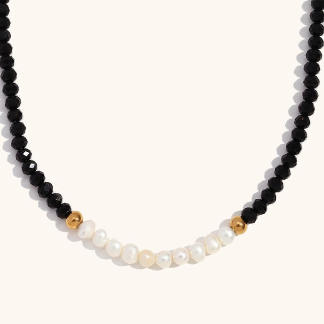 18KG dark color waterpearl crystal beaded necklace collection