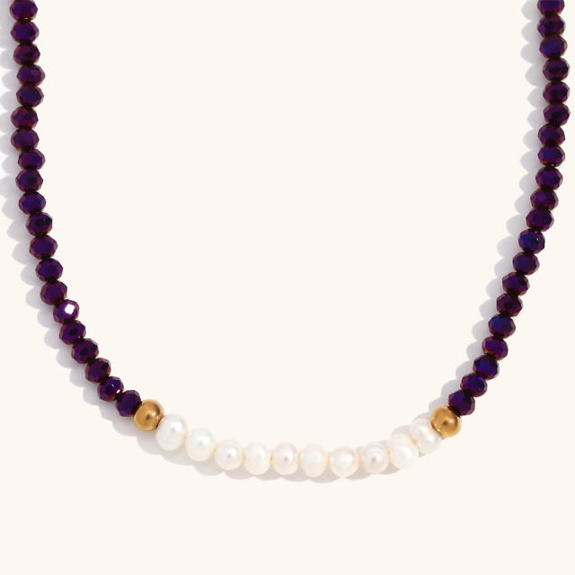 18KG dark color waterpearl crystal beaded necklace collection