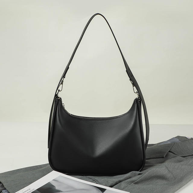 Popular black brown color PU leather women shoulder bag