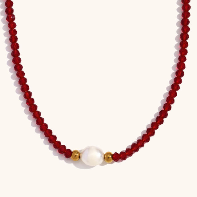 18KG dark color water pearl crystal beaded necklace collection