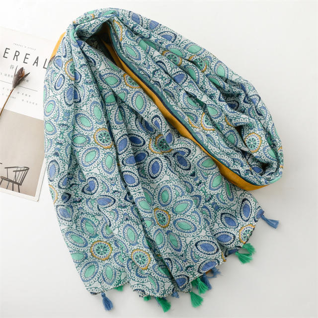 Hot sale fresh green color mix yellow color fashion scarf