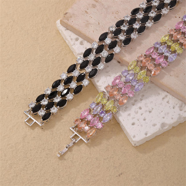 Luxury full of colorful cubic zircon wide size tennis bracelet