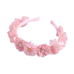 Creative easy match pink color series flower headband for kids