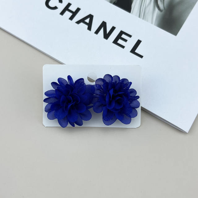 Colorful summer chiffon flower studs earrings holiday earrings