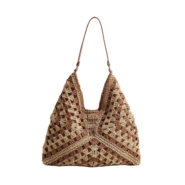 Holiday trend knitted large size shoulder bag beach bag