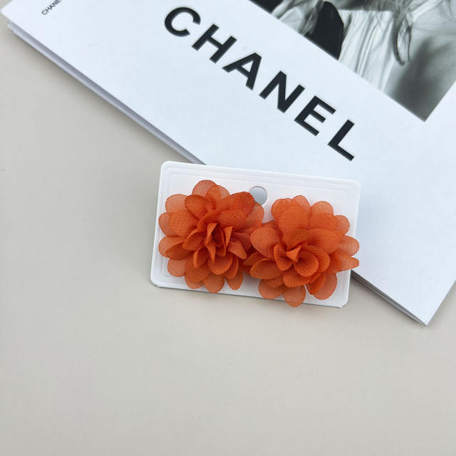 Colorful summer chiffon flower studs earrings holiday earrings