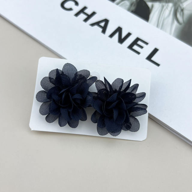 Colorful summer chiffon flower studs earrings holiday earrings