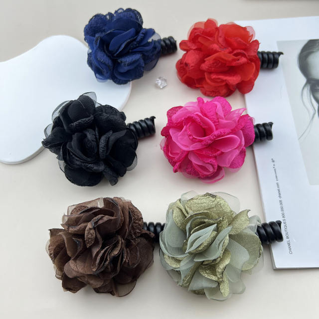 New design fabric flower sprial hair ties for women