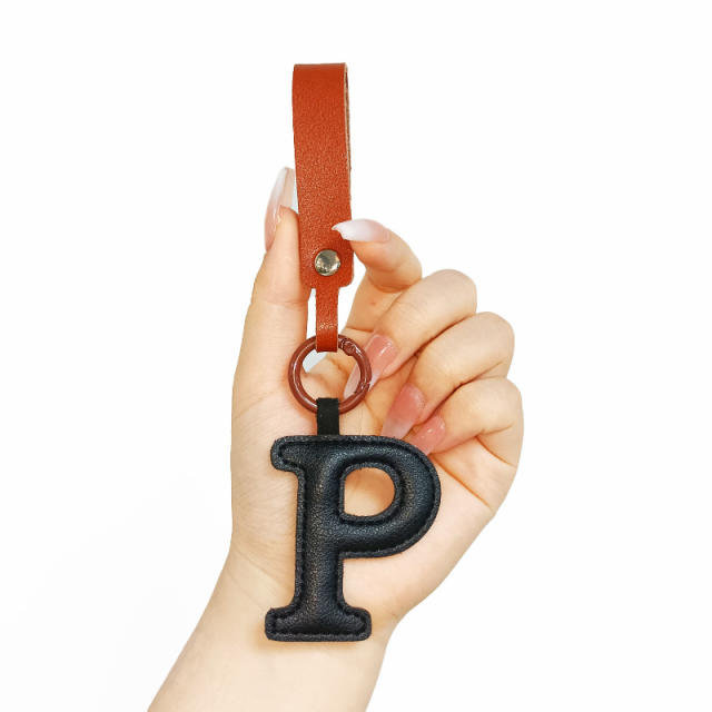 Creative PU leather colorful initial letter keychain