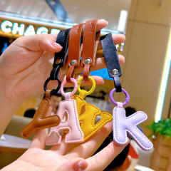 Creative PU leather colorful initial letter keychain