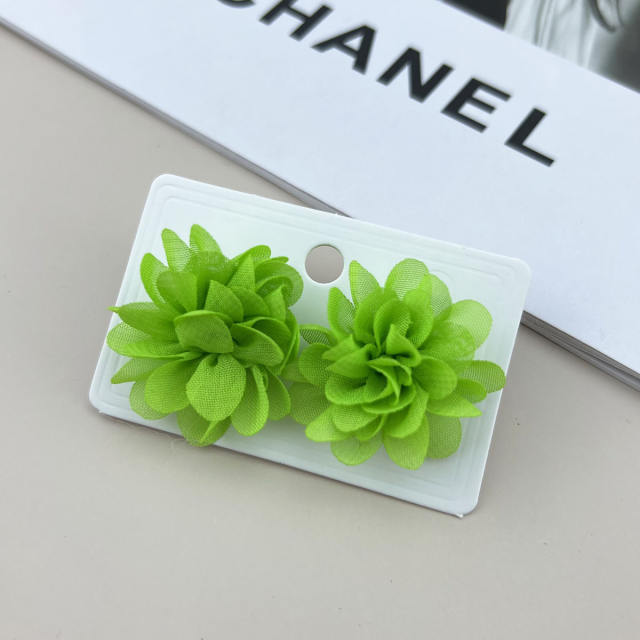 Colorful summer chiffon flower studs earrings holiday earrings