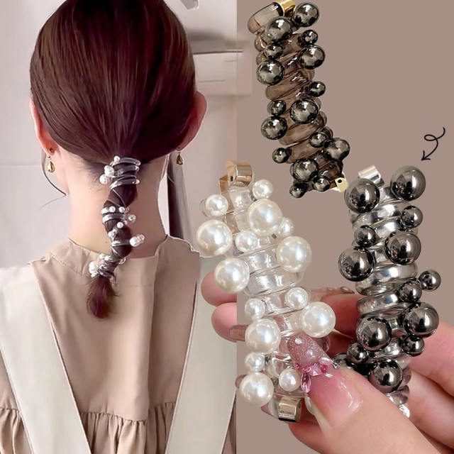 Korean fashion imitation pearl bead hair ties