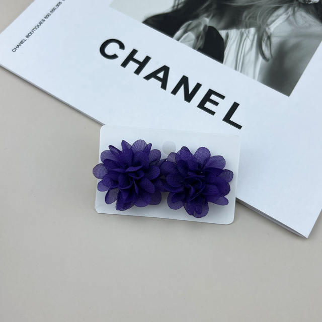 Colorful summer chiffon flower studs earrings holiday earrings