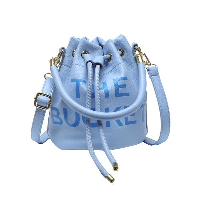 Springs summer candy color PU leather bucket bag