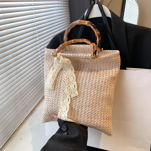 Summer straw design women beach bag