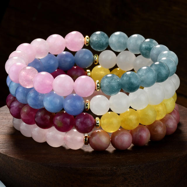 Spring summer creative color mixing natural stone beaded bracelet