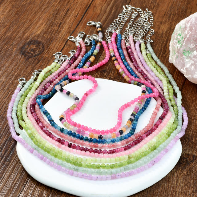 Spring summer natural stone beaded necklace