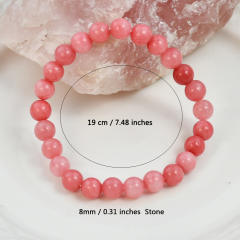 Spring summer sweet pink agate bead bracelet natural stone bracelet