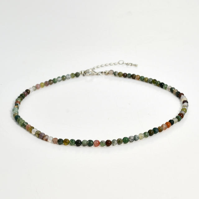 4mm natural stone beaded choker necklace