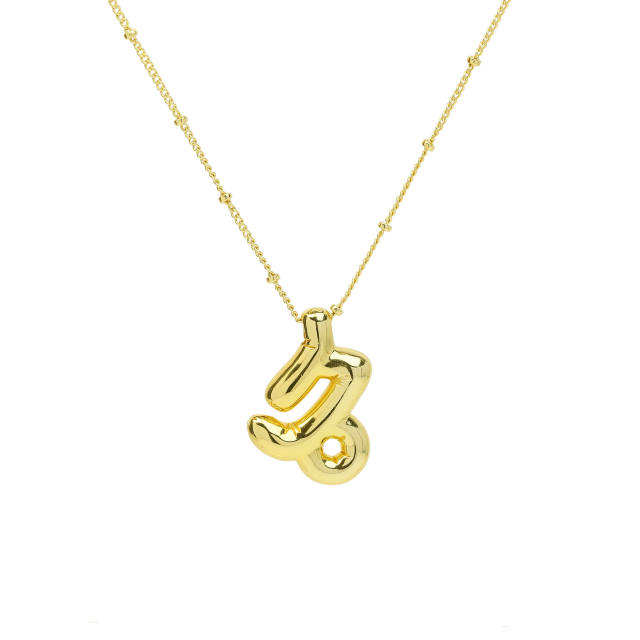 Chunky zodiac charm gold plated copper pendant necklace bubble necklace