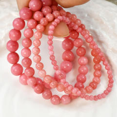 Spring summer sweet pink agate bead bracelet natural stone bracelet