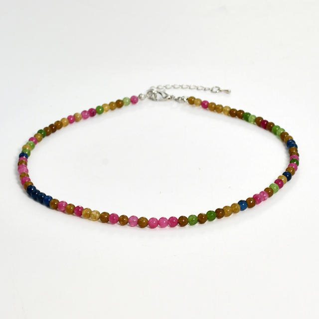 4mm natural stone beaded choker necklace