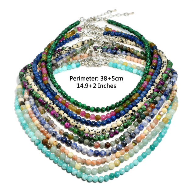 4mm natural stone beaded choker necklace