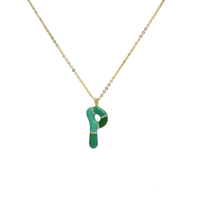 Spring summer enamel bubble initial letter charm copper material necklace