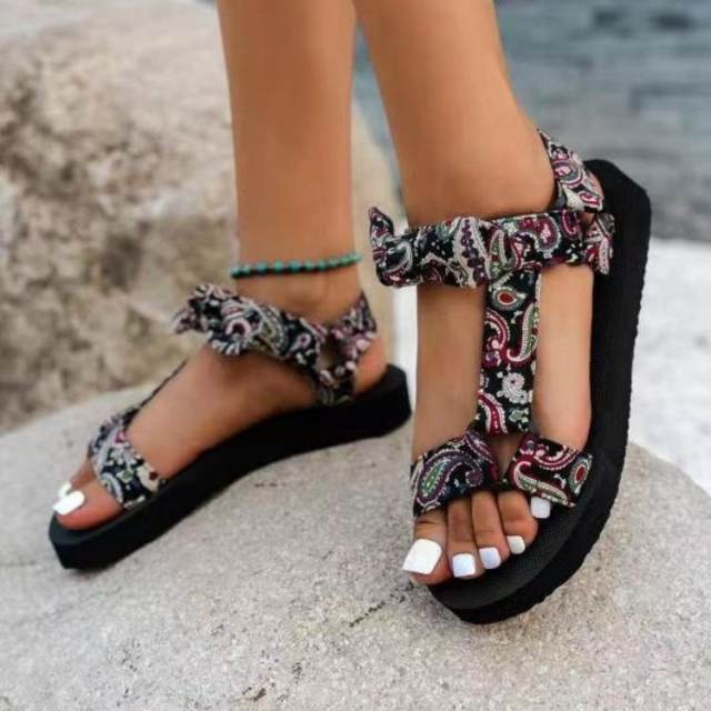 Elegant sweet knot Velcro sandals