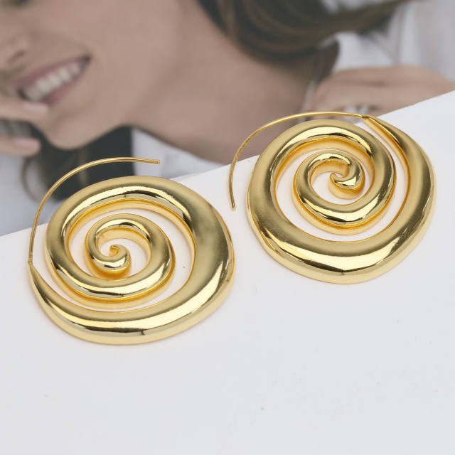 18KG copper geometric chunky sprial shape women earrings