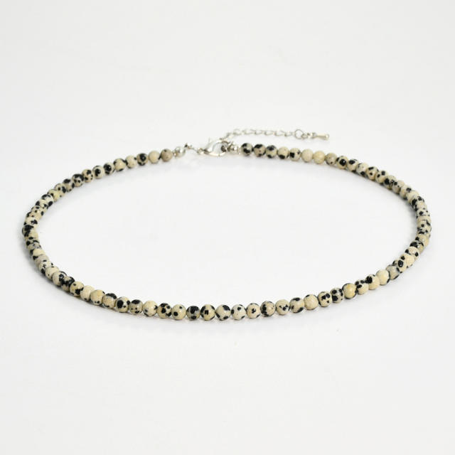 4mm natural stone beaded choker necklace