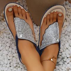 Summer design diamond shell fan shape flat sandals