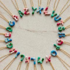 Spring summer enamel bubble initial letter charm copper material necklace