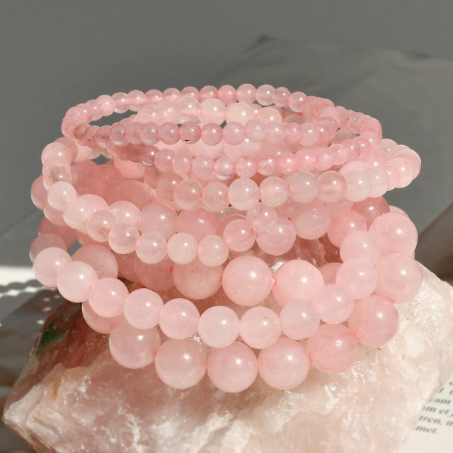 INS sweet pink quartz beaded bracelet natural stone bracelet