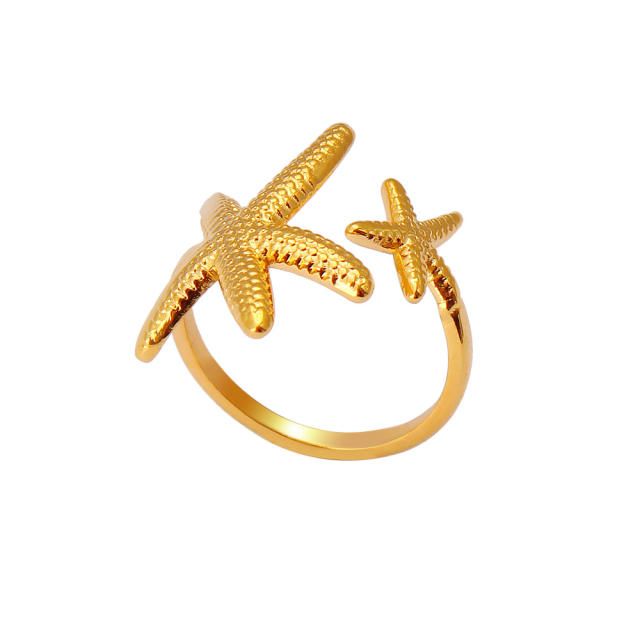 Creative ocean series starfish stainless steel finger rings collection