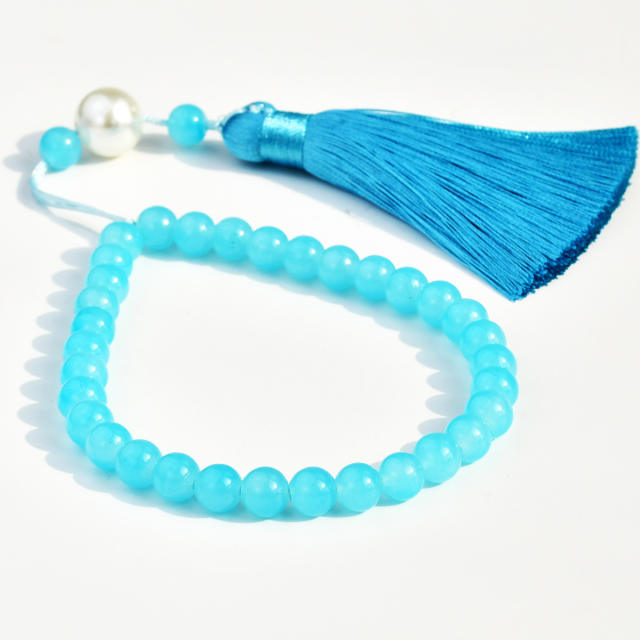 33pcs colorful beaded tassel rosary bracelet