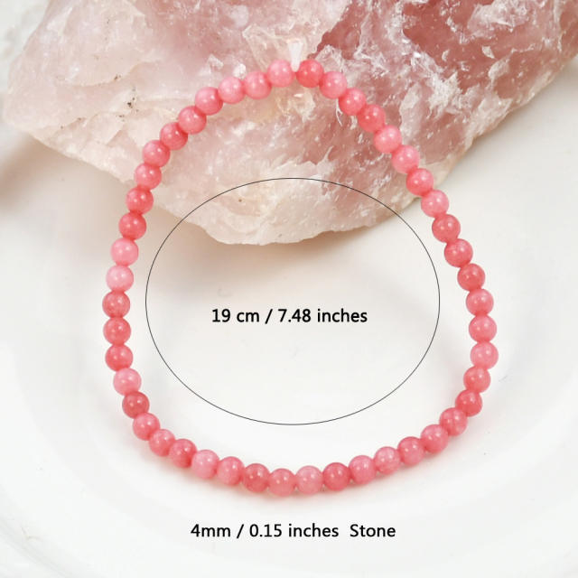 Spring summer sweet pink agate bead bracelet natural stone bracelet