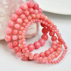 Spring summer sweet pink agate bead bracelet natural stone bracelet