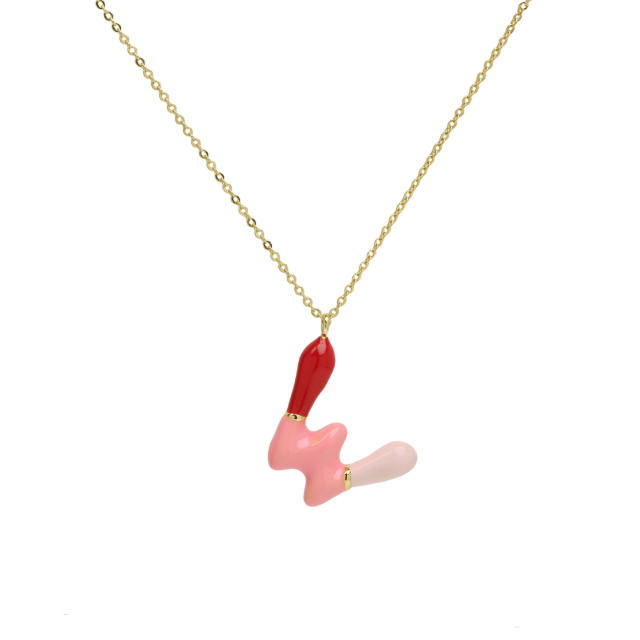 Spring summer enamel bubble initial letter charm copper material necklace