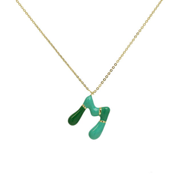 Spring summer enamel bubble initial letter charm copper material necklace