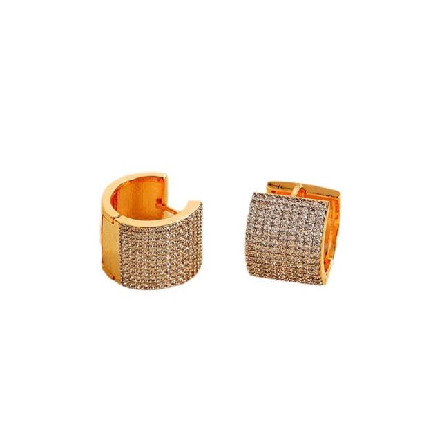 Gold plated copper full diamond huggie earrings collection