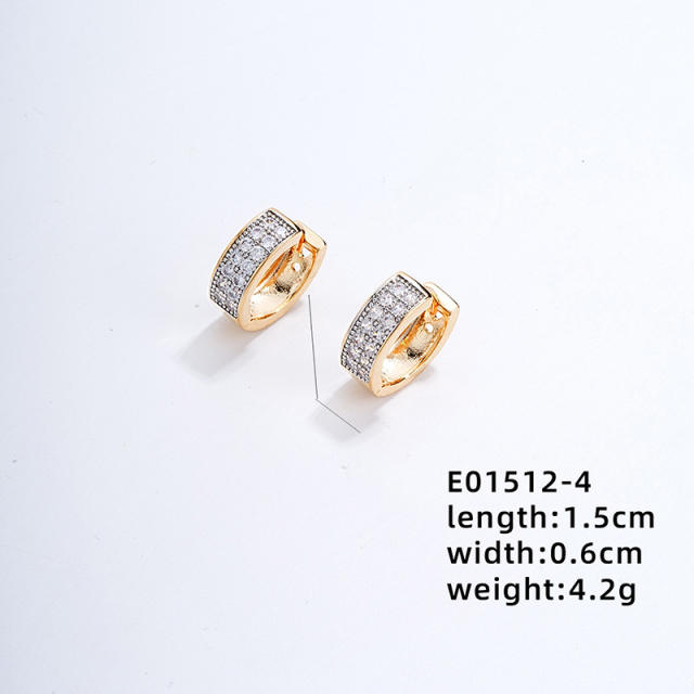 Gold plated copper full diamond huggie earrings collection