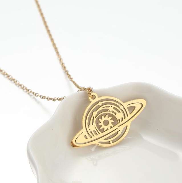 Korean fashion hollow out cross moon sun stainless steel necklace