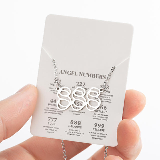 INS hollow out angel number stainless steel necklace