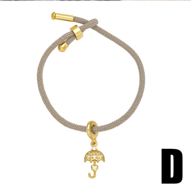Delicate real gold plated diamond bear infinity charm string bracelet